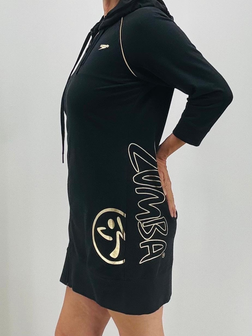 Zumba Speedo Dance Athleisure Workout Gym Long Zip Up Hoodie Jacket